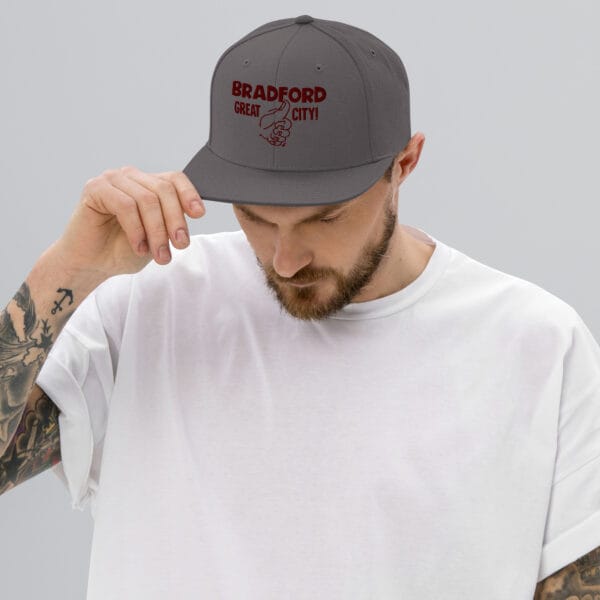 Bradford Great City Snapback Hat/Baseball Cap (Claret Text) - Image 25