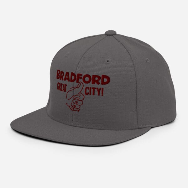 Bradford Great City Snapback Hat/Baseball Cap (Claret Text) - Image 3