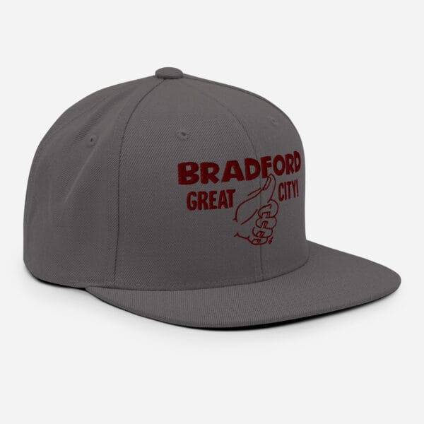Bradford Great City Snapback Hat/Baseball Cap (Claret Text) - Image 2