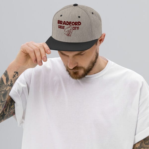Bradford Great City Snapback Hat/Baseball Cap (Claret Text) - Image 27