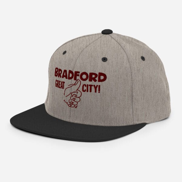 Bradford Great City Snapback Hat/Baseball Cap (Claret Text) - Image 11