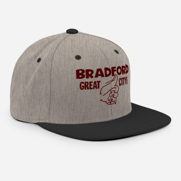 Bradford Great City Snapback Hat/Baseball Cap (Claret Text) - Image 10