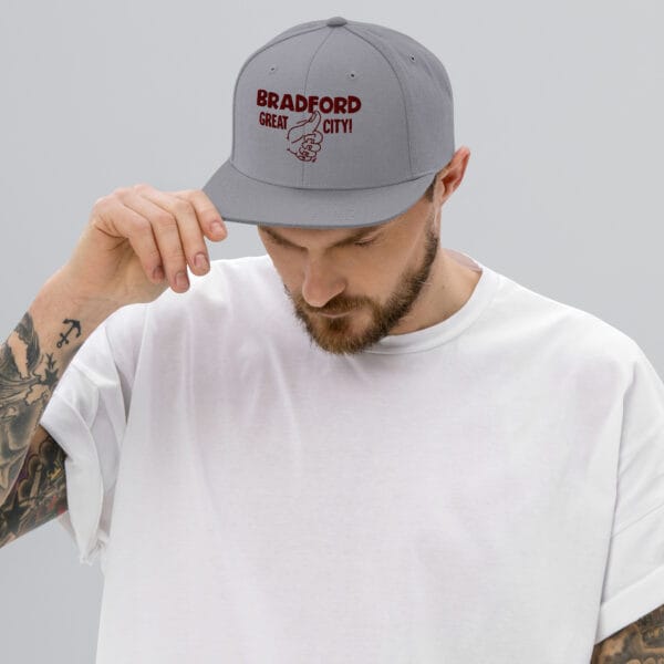 Bradford Great City Snapback Hat/Baseball Cap (Claret Text) - Image 26