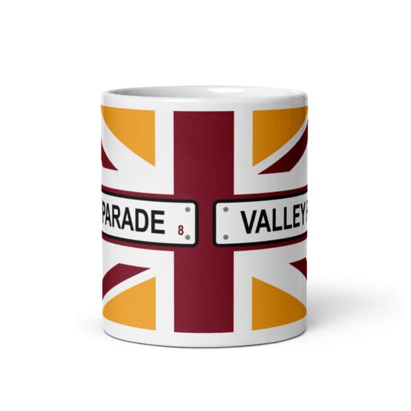 Valley Parade Sign Claret & Amber Union Flag Mug - Image 4