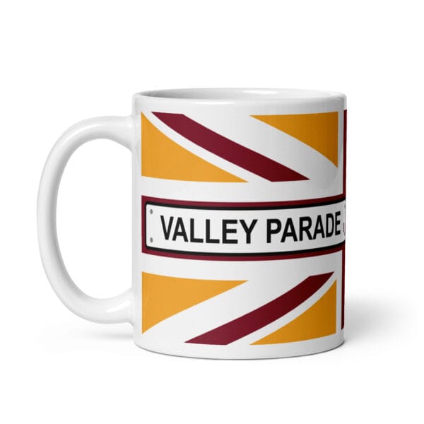 Valley Parade Sign Claret & Amber Union Flag Mug - Image 3