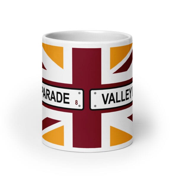 Valley Parade Sign Claret & Amber Union Flag Mug - Image 6