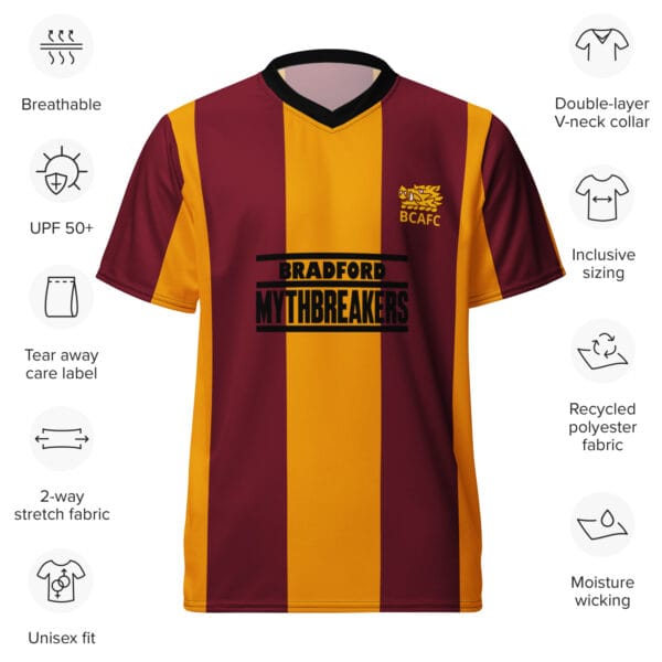 Bradford City Retro Mythbreakers Recycled Sports Jersey - Image 3